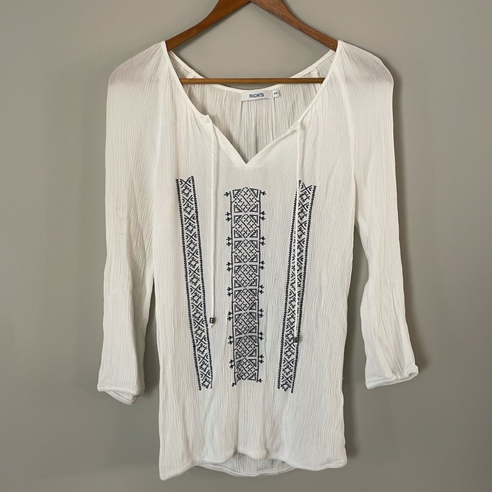Ricki's White Boho Peasant Shirt